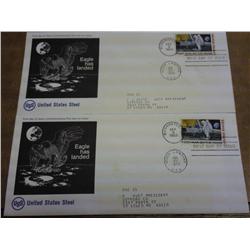 2-1969 FDC's Commemorating 1st Man On Moon