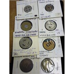 8 Assorted Transportation Tokens (As Shown)