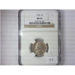 1938 Jefferson Nickel NGC MS65
