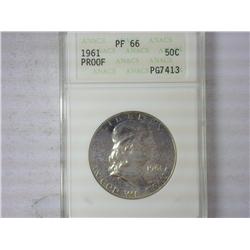 1961 Franklin Half ANACS PF66