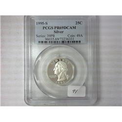 1995-S Silver Washington Quarter PCGS PR69DCAM