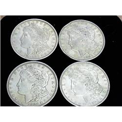 4 Assorted 1921 Morgan Silver Dollars