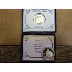 1982-D And S Washington Comm. Halves UNC & Proof