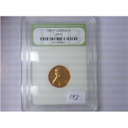 1961-P Lincoln Cent INB PR70