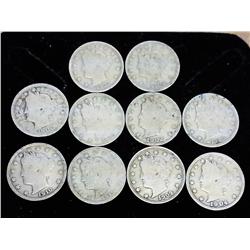 10 Assorted Liberty "V" Nickels
