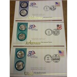 3 US MInt 50 State FDC's Utah, Arkansas, OK