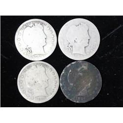 4 Assorted Barber Quarters