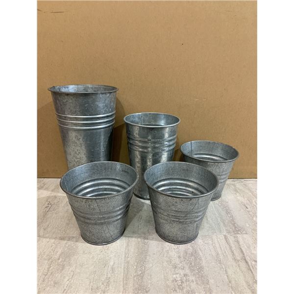 Set of 5 Galvanized Steel Plant Holders