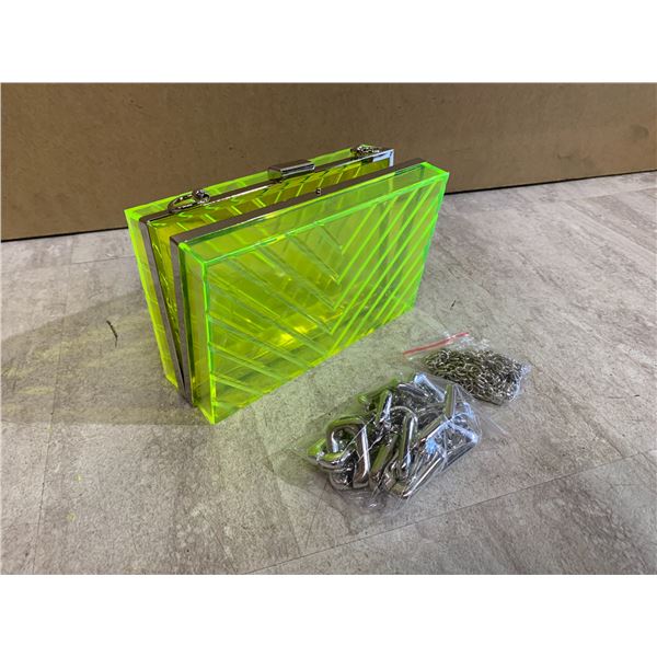 Women's Clear Acrylic Purse / Clutch Bag - Green