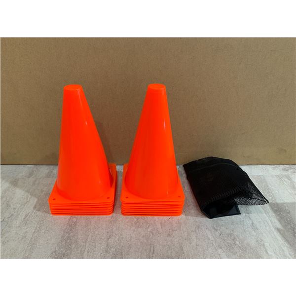 Set of 15 - 9 inch Orange Safety Pylons