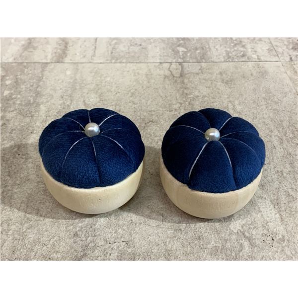 2 Pieces Pin Cushions w/ Wooden Bottoms