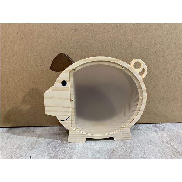 Kids Wooden Pig Shaped Piggy Bank