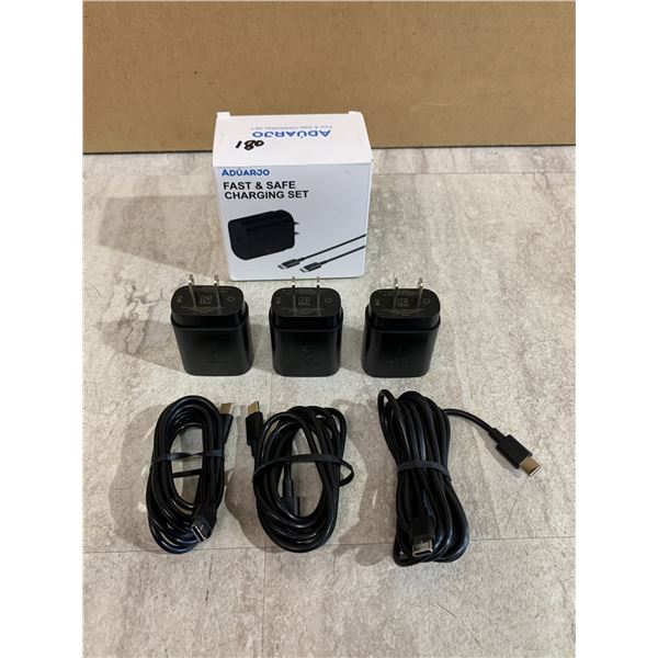 3-Pack Fast Chargers - 3x Cords & 3x Wall Blocks Included (USB-C to C) - New