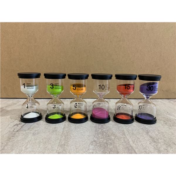 Lot of 6 Hour Glasses - 1min, 3min, 5min, 10min, 15min, 30min