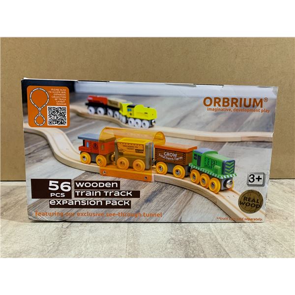 Orbrium 56 Pcs Wooden Train Track Expansion Kit