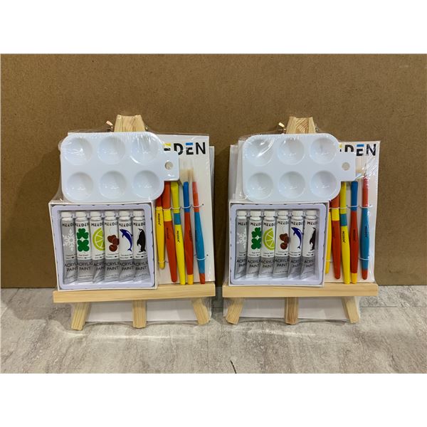 Pack of 2 Meeden 6-Color Acrylic Painting Set w/ 12in Table Easel