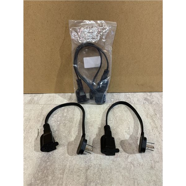 Lot of 2 - 1 Foot Flat Plug Extension Cords