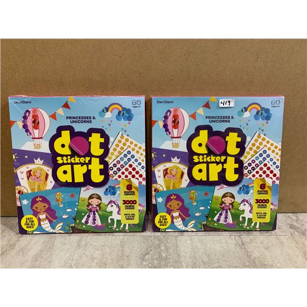 2 Packs of Princesses & Unicorns DOT Sticker Art - 8 Canvases - 3000 Stickers Each