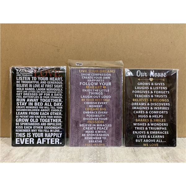 Lot of 3 Metal Inspirational Signs