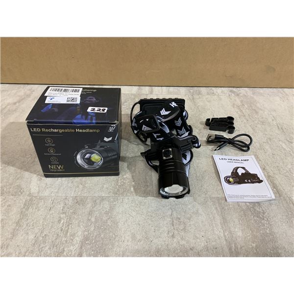 LED Rechargeable Headlamp; Super Bright/High Lumens, Zoomable, IPX7 Waterproof; 12 Modes - NEW