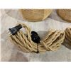 Image 2 : 2-Pack Rustic Farmhouse Rattan Hanging Pendant Lights (Plug-In Design) w/ Natural Rope Detail - New!