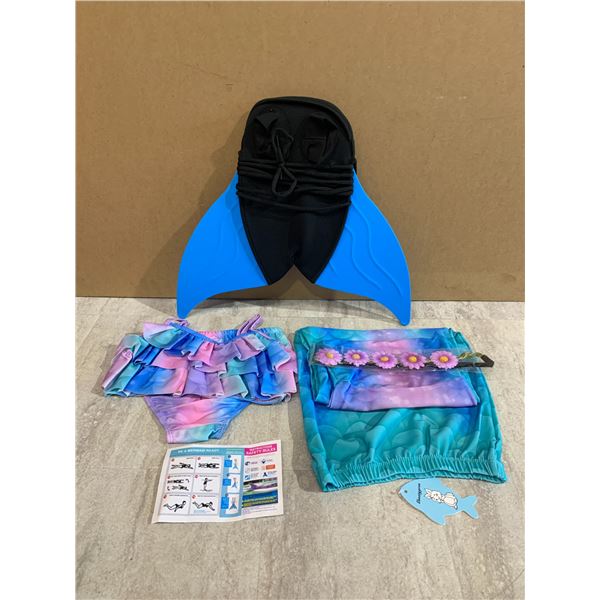 Girls Blue Mermaid Bathing Suit Size 7-8