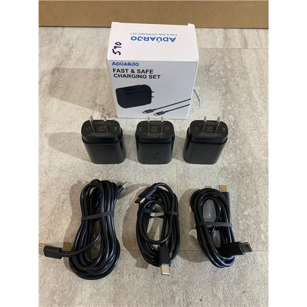 3 Pack of C to C Fast Charger Cables w/ Blocks