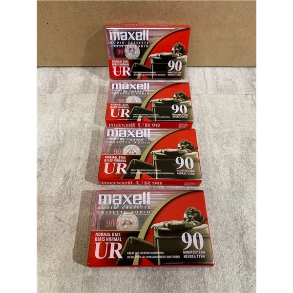 4 Pack of Maxell UR90 Audio Casettes 90 Minute Recording