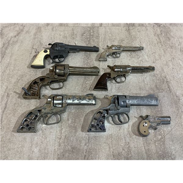 Lot of 7 Vintage Diecast Cap Guns for Parts