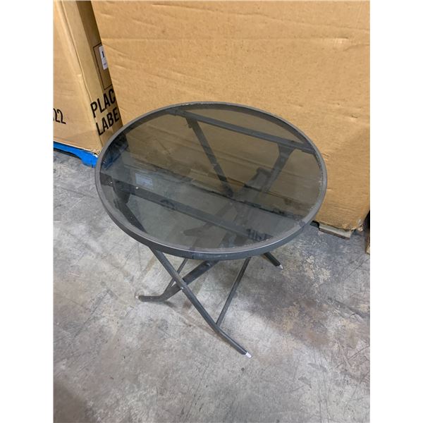 Folding Glass Patio Side Table