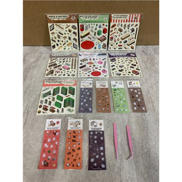 Sticker Scene - 6 Sets DIY 3D House Stickers w/ 2 Pcs Tweezers