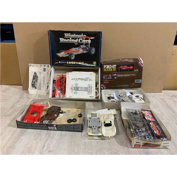 Lot of 4 Boxes of Mixed Plastic Models - Cars - Parts - Accessories & Hobby Pieces