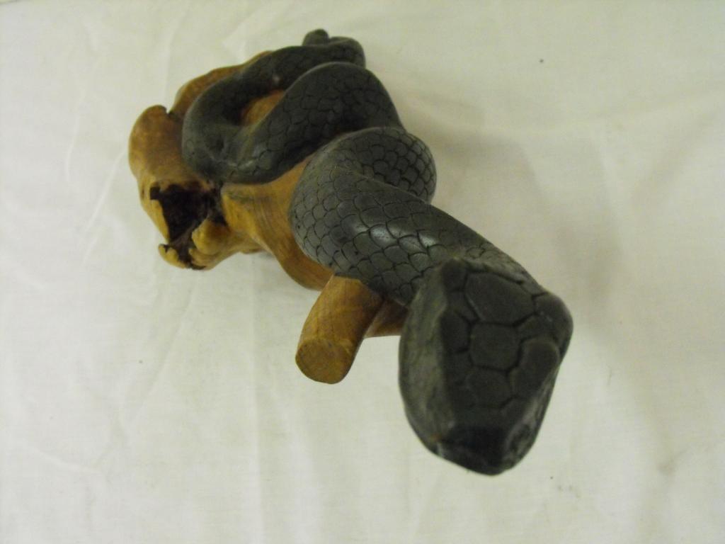 Acacia wood snake carving