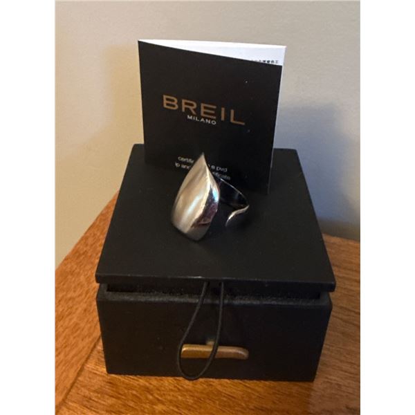 Breil Milano Silver-Tone Ring with Original Box and Booklet