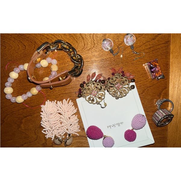 Jewelry Lot Featuring Bracelets, Earrings, Rings, and Pendant