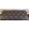 Image 3 : Upholstered Gray Bench With Decorative Pattern and Dark Wooden Legs