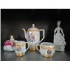 Image 1 : Porcelain Tea Set with Figurines and Gold Detailing