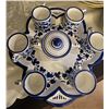 Image 1 : Italian Hand-Painted Deruta Blue and White Ceramic Tea Set with Tray