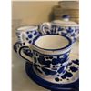 Image 3 : Italian Hand-Painted Deruta Blue and White Ceramic Tea Set with Tray