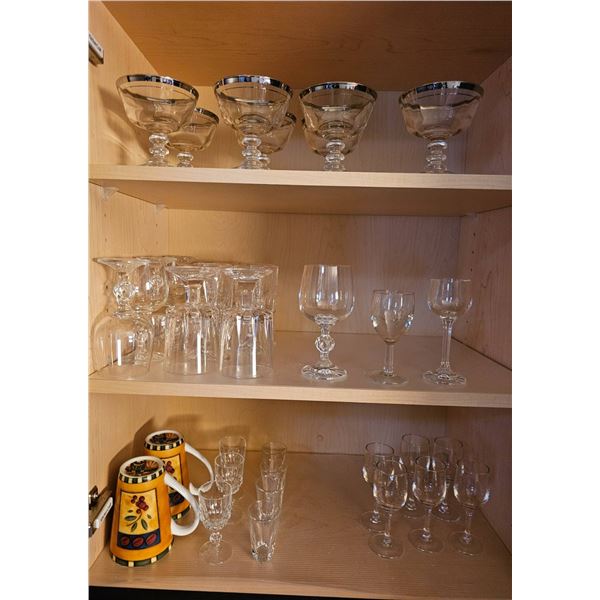Glassware Collection Featuring Stemmed Glasses, Mugs, and Decorative Bowls