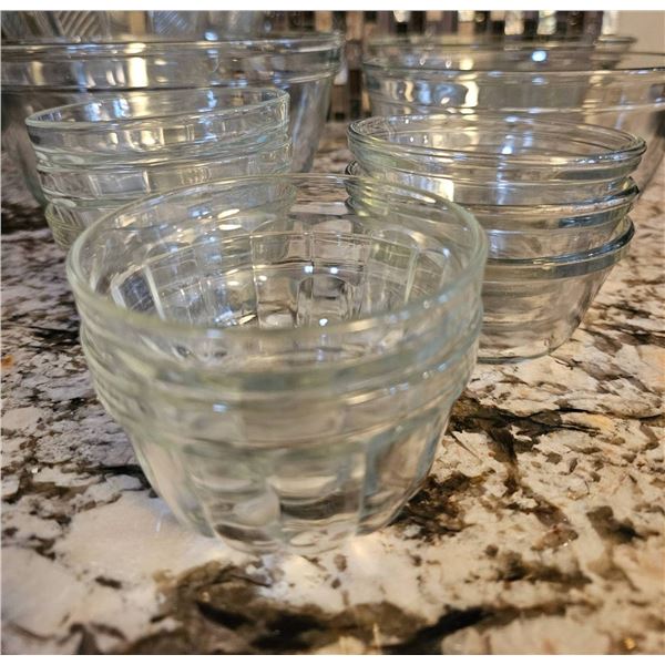 Clear Glass Mixing and Serving Bowls in Various Designs