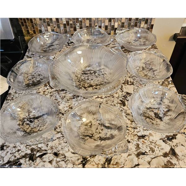 Pressed Glass Serving and Salad Bowls
