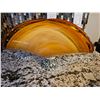 Image 2 : Amber-Colored Swirled Glass Bowl with Decorative Wave Design