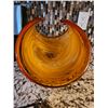 Image 4 : Amber-Colored Swirled Glass Bowl with Decorative Wave Design