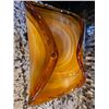 Image 5 : Amber-Colored Swirled Glass Bowl with Decorative Wave Design