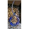 Image 1 : Abstract Blue and White Swirled Glass Sculpture on Clear Base