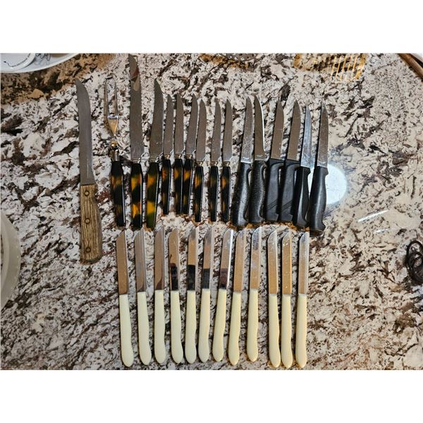 Knife Set with Varied Handles and Blade Styles