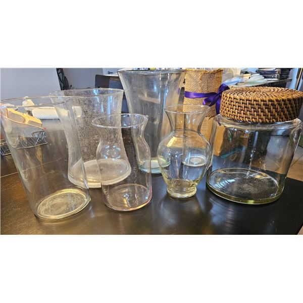 Glass Vases and Jars with Woven and Burlap Accents