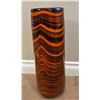 Image 1 : Tall Glass Vase with Amber and Black Swirl Design