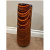 Image 2 : Tall Glass Vase with Amber and Black Swirl Design